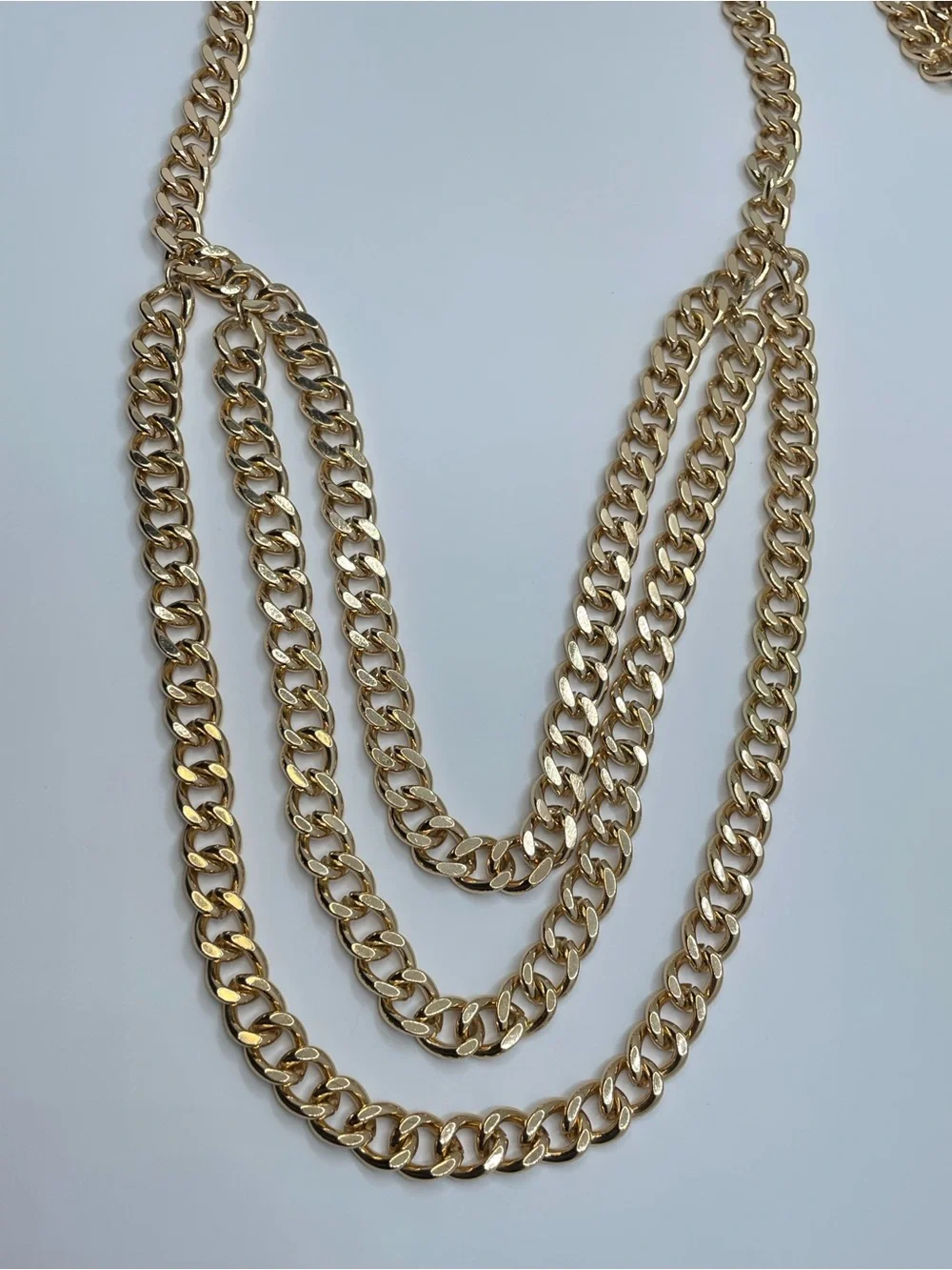 Gold Tone Multi Layer Chain Belt 38” Boho Statement Waist Hip Belt